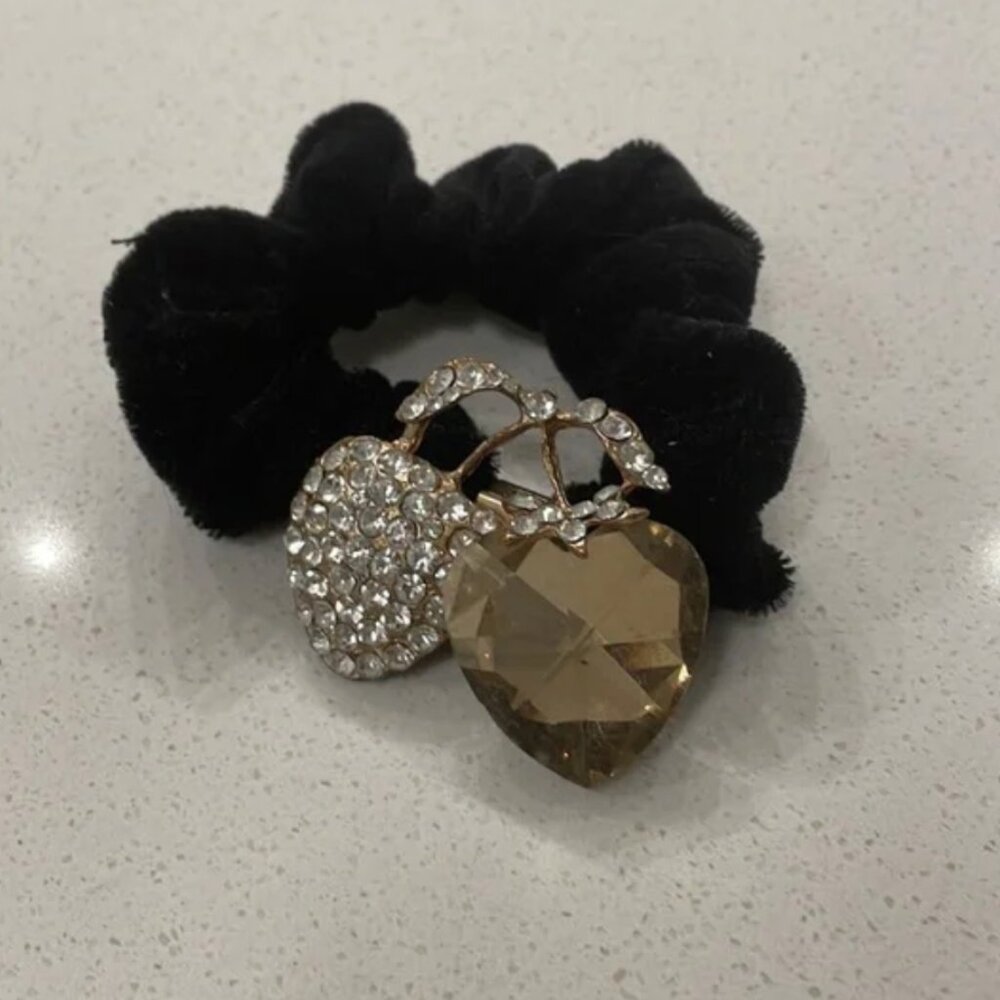 Velvet Scrunchy with Diamonds and Crystal - Picture 3 of 9